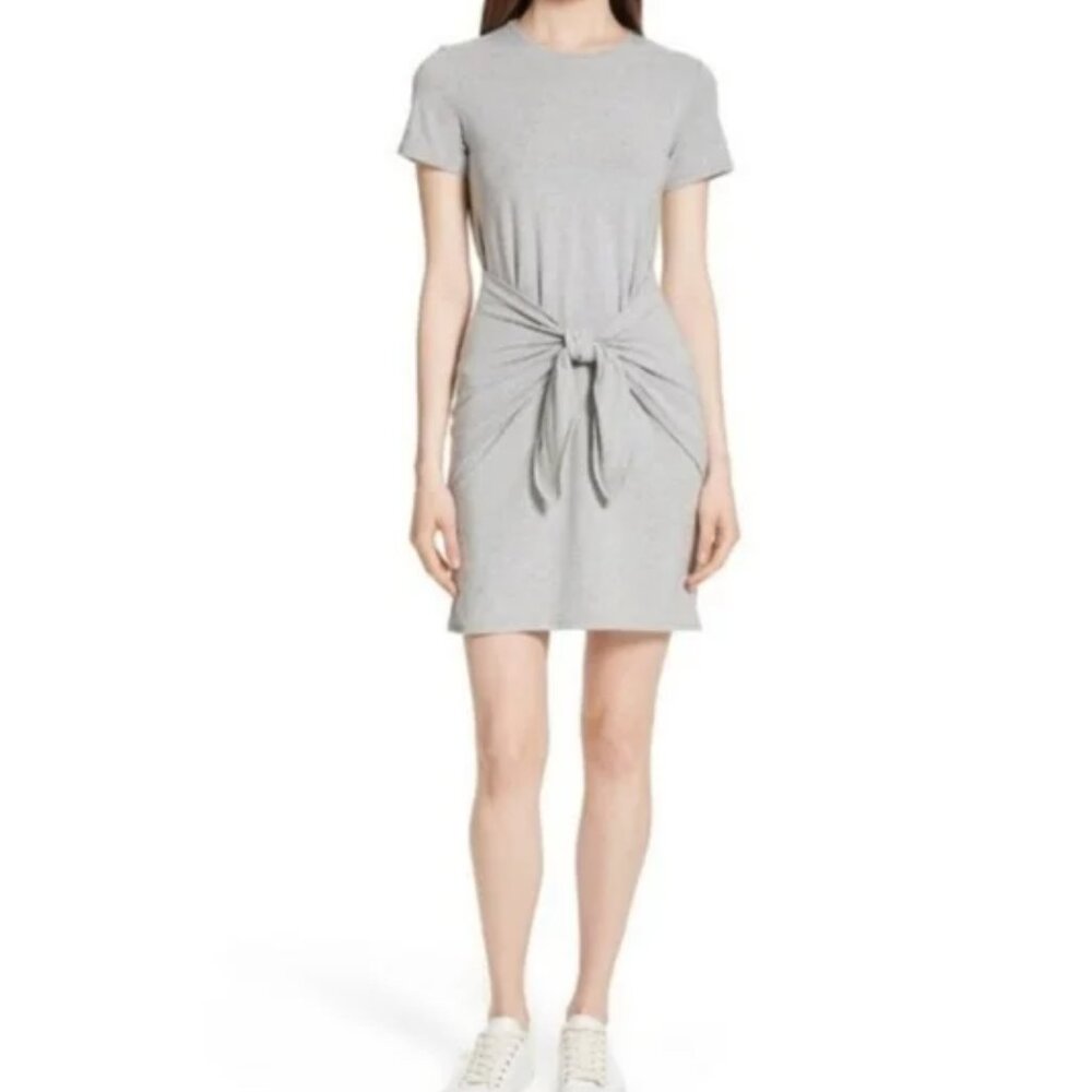 Theory Dakui Melange Jersey Knit Gray Tie Front Stretch‎ Dress - Small
